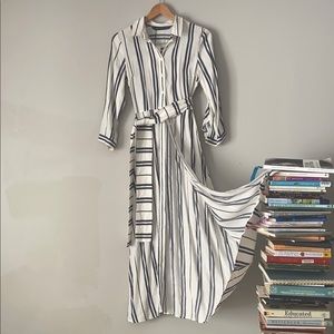 NWT Zara woman maxi linen dress button front XS